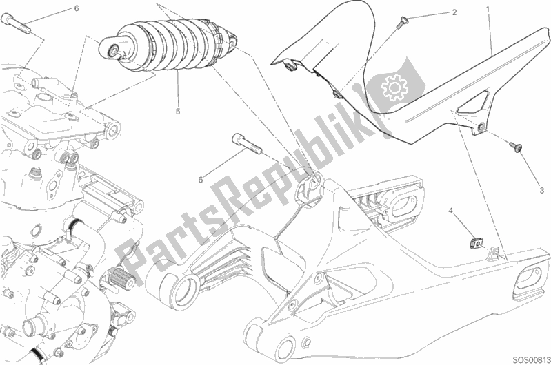 Alle onderdelen voor de Sospensione Posteriore van de Ducati Monster 821 Thailand 2017